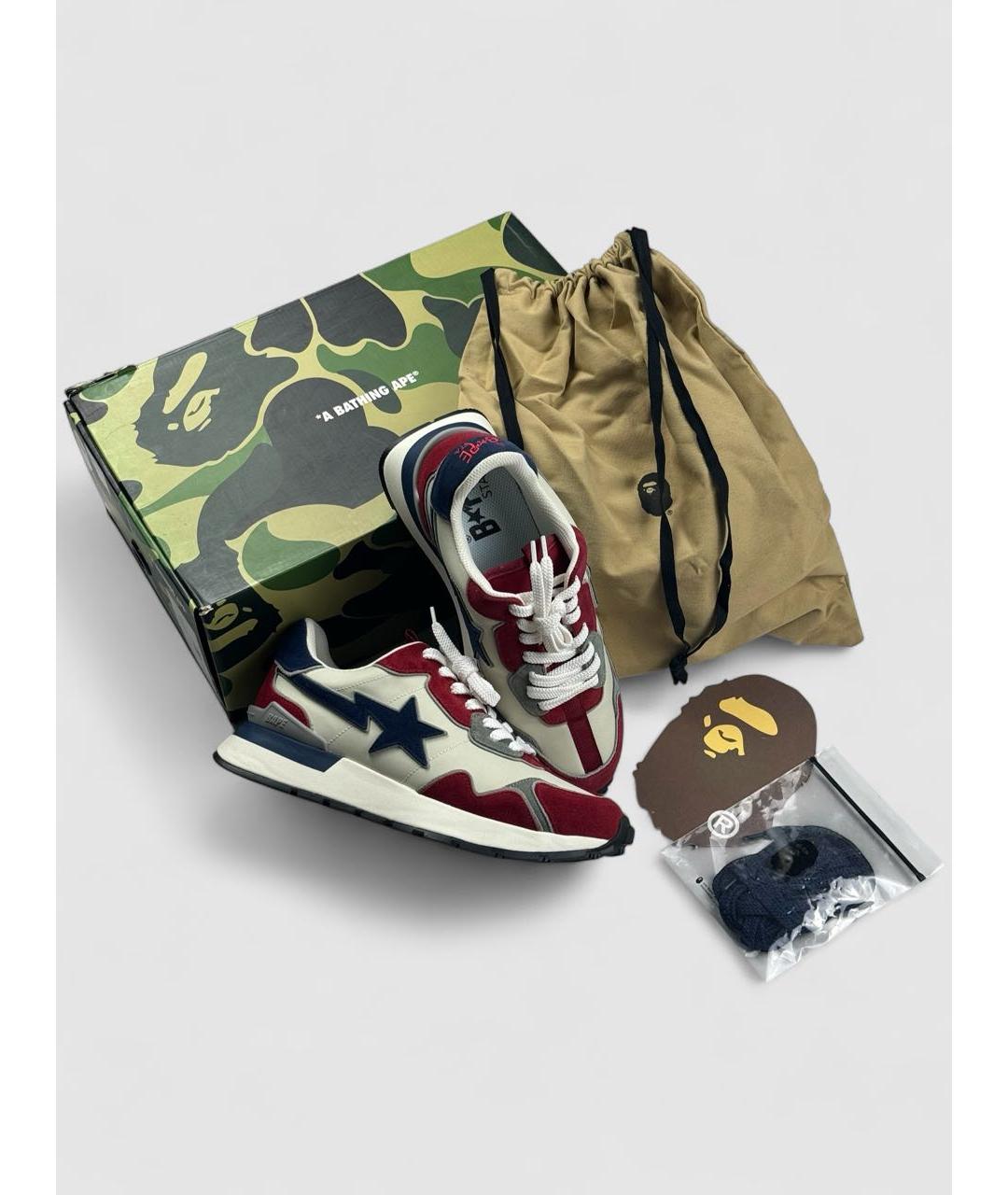BAPE Бордовые замшевые низкие кроссовки / кеды, фото 2