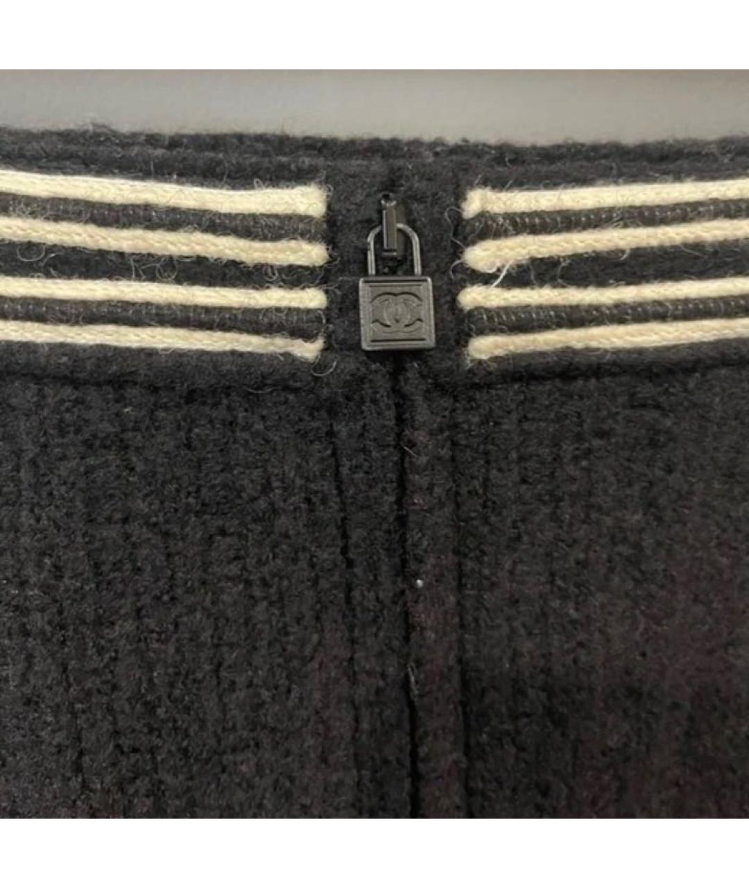 CHANEL Черная шерстяная юбка мини, фото 4