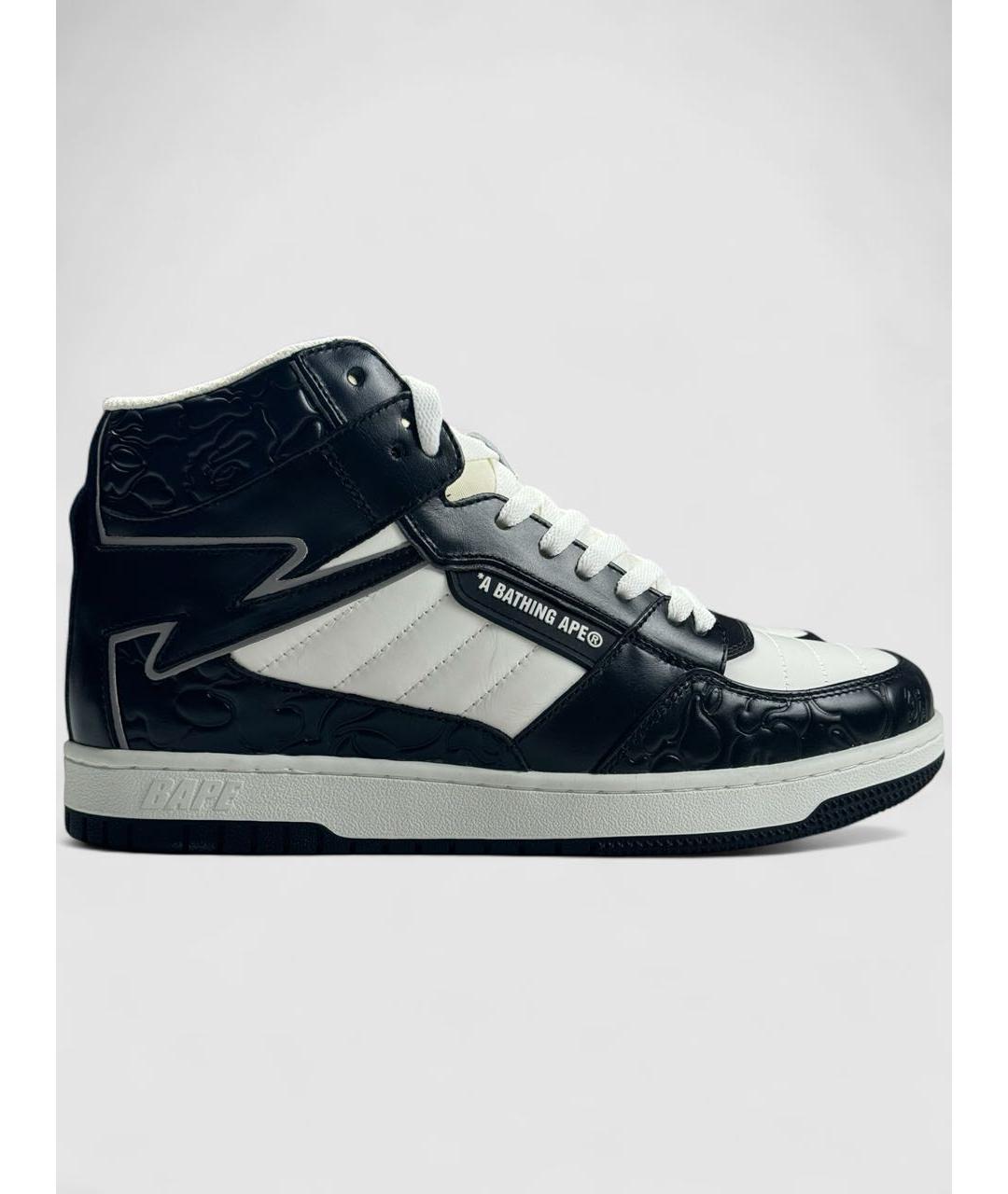 BAPE Черные кожаные высокие кроссовки / кеды, фото 6