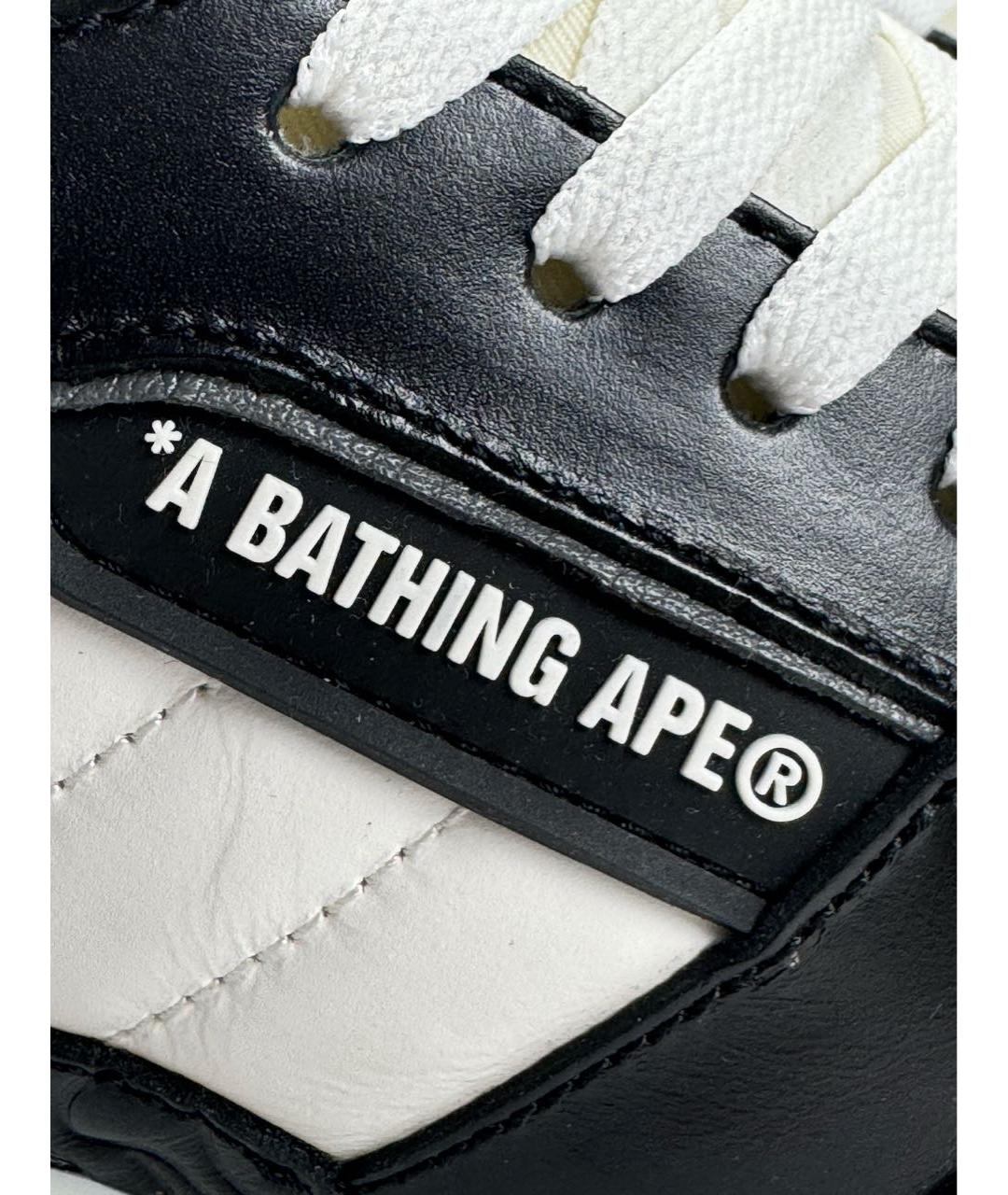 BAPE Черные кожаные высокие кроссовки / кеды, фото 5