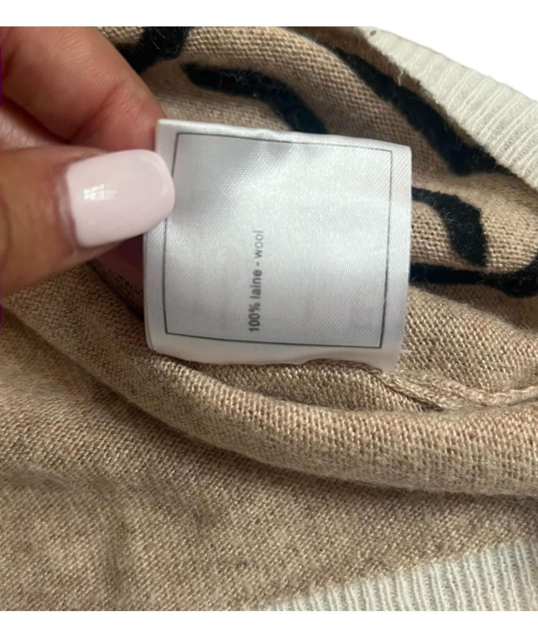 CHANEL Бежевая шерстяная футболка, фото 4