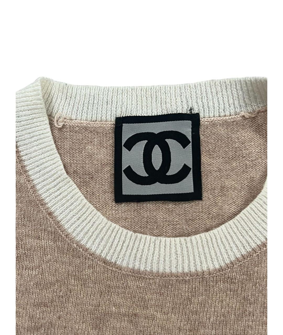 CHANEL Бежевая шерстяная футболка, фото 2
