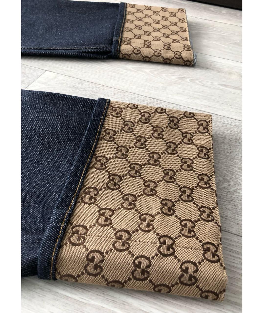 GUCCI Темно-синие хлопковые прямые джинсы, фото 4