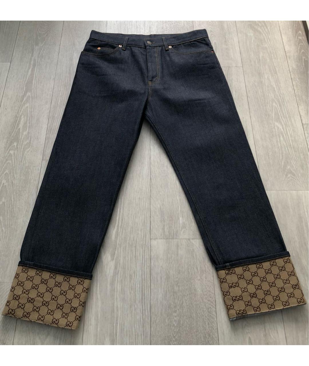 GUCCI Темно-синие хлопковые прямые джинсы, фото 9