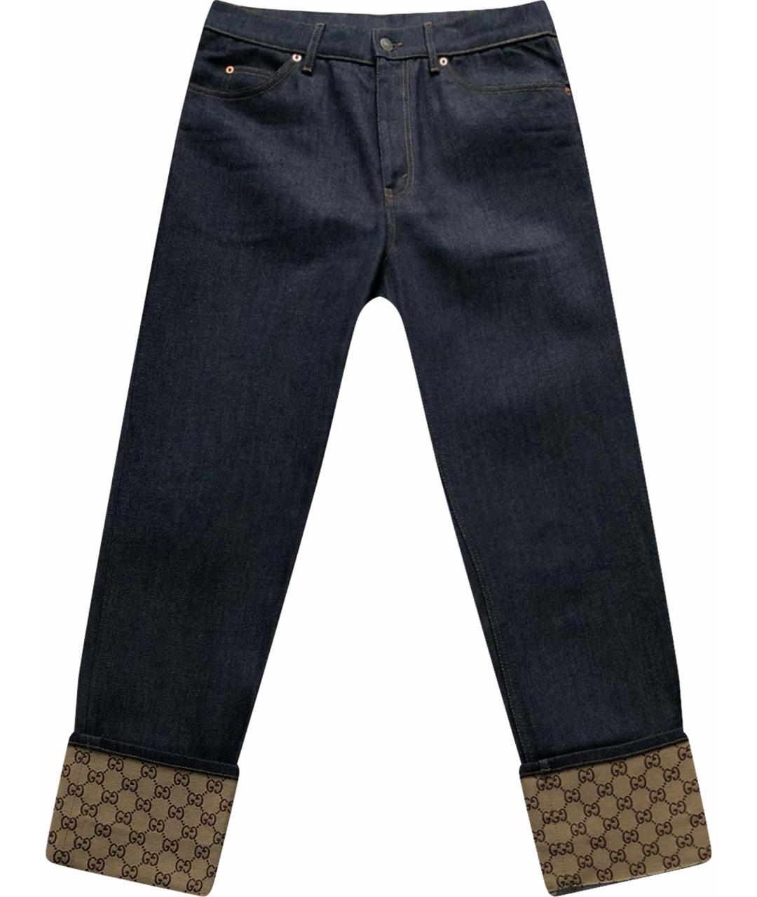 GUCCI Темно-синие хлопковые прямые джинсы, фото 1
