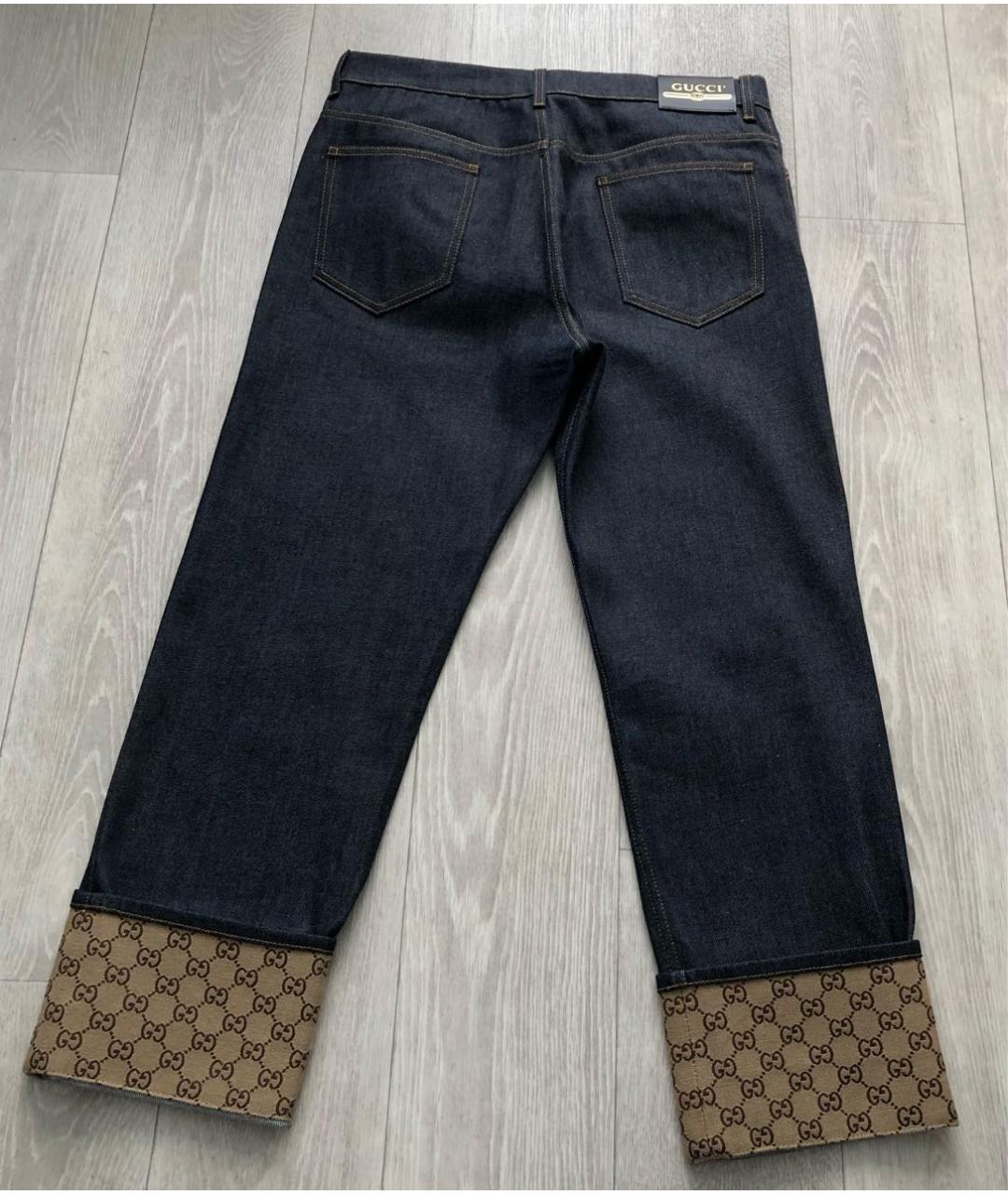 GUCCI Темно-синие хлопковые прямые джинсы, фото 3