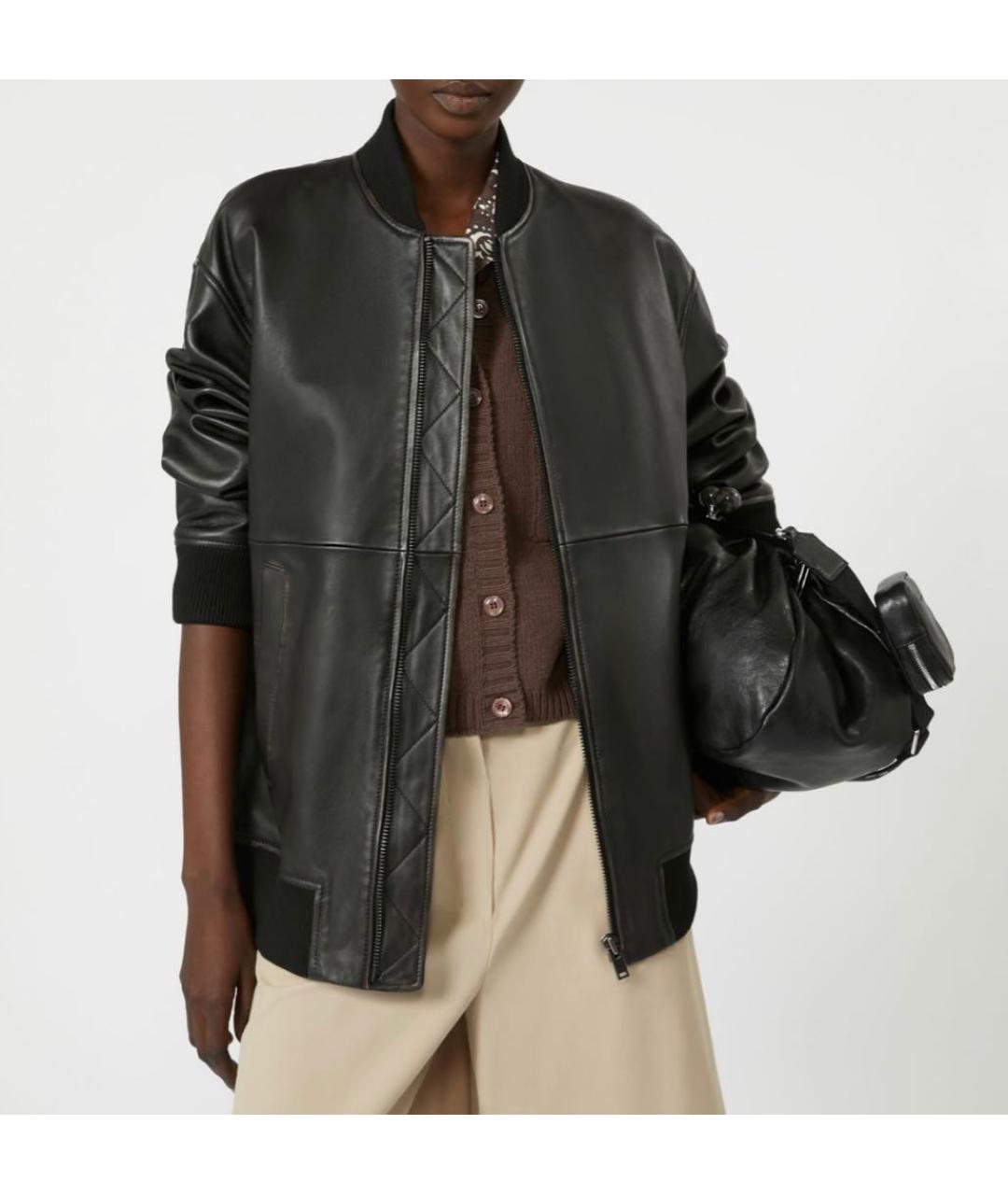 WEEKEND MAX MARA Черная кожаная куртка, фото 3