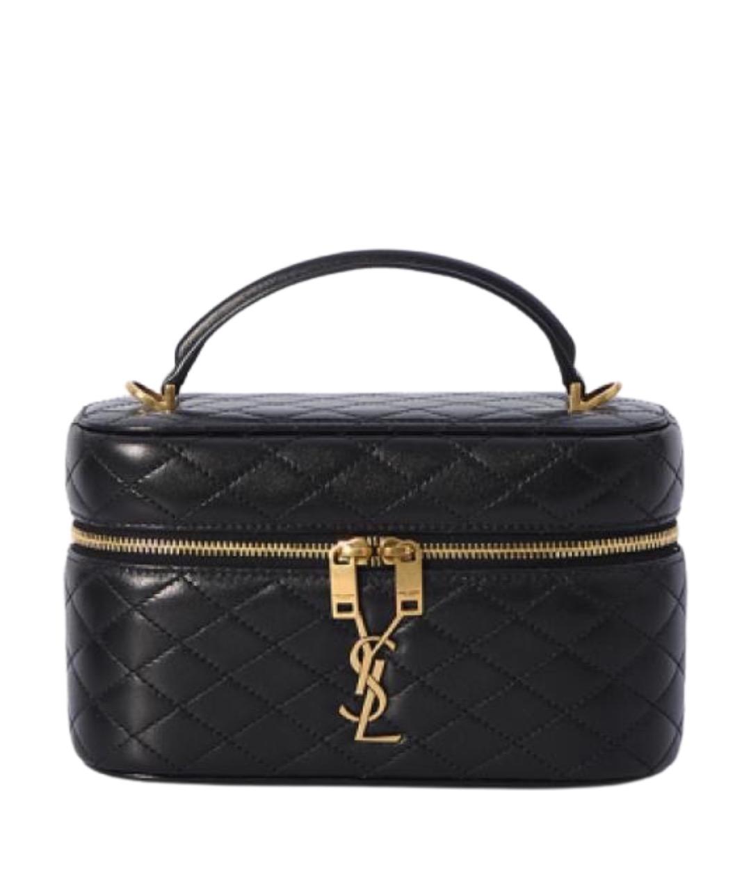 SAINT LAURENT Черная кожаная сумка с короткими ручками, фото 1