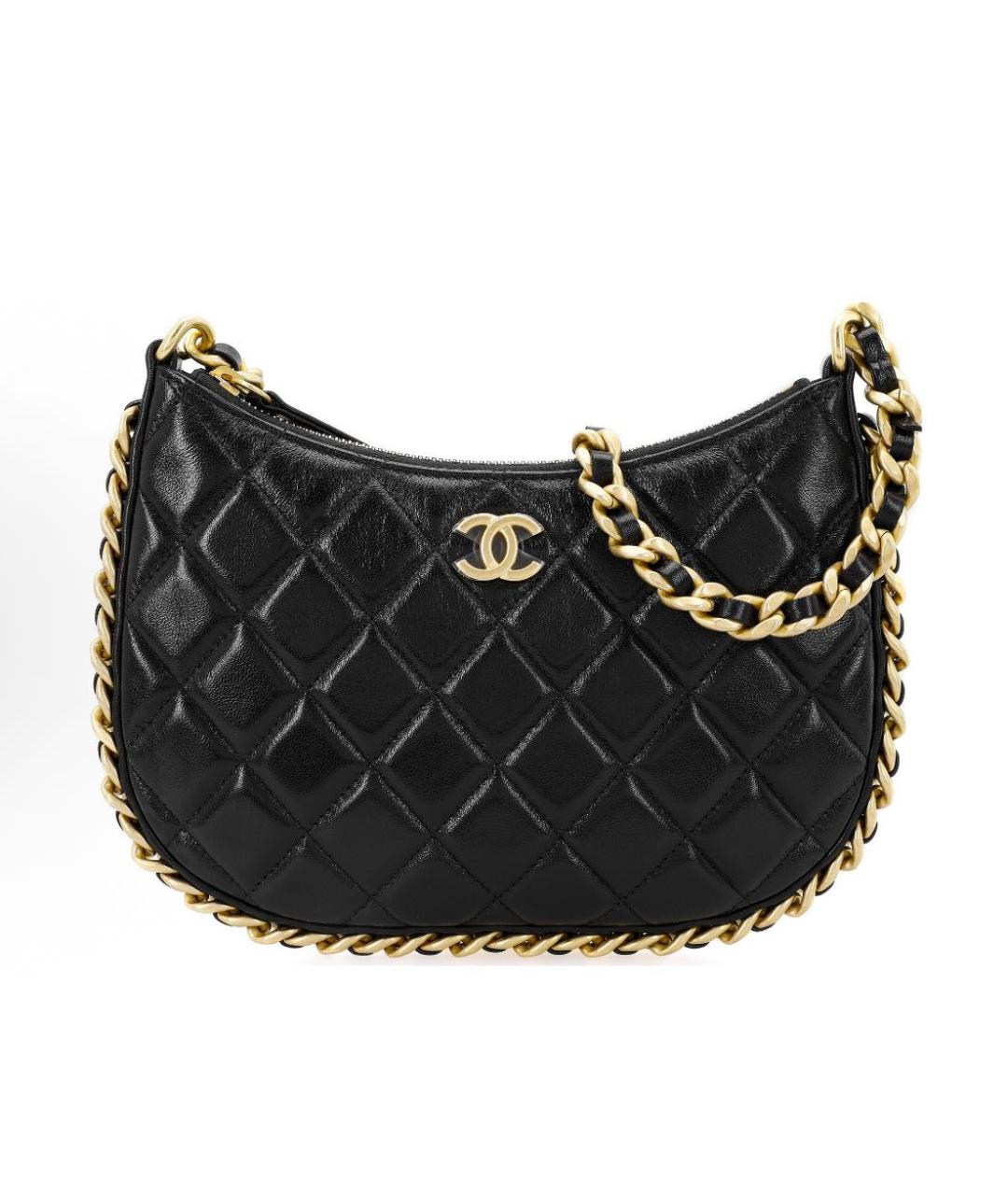 CHANEL Черная кожаная сумка с короткими ручками, фото 9