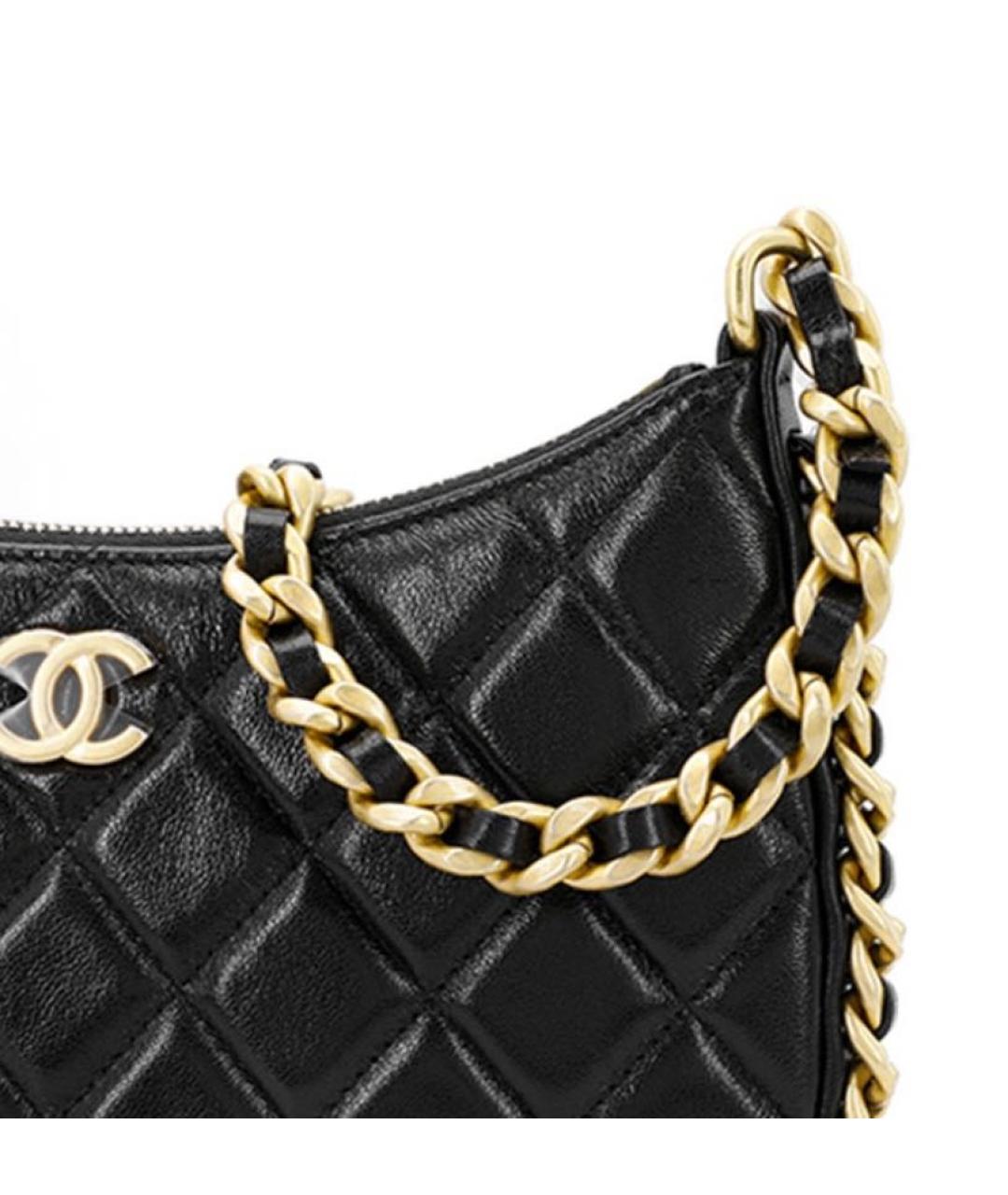 CHANEL Черная кожаная сумка с короткими ручками, фото 6