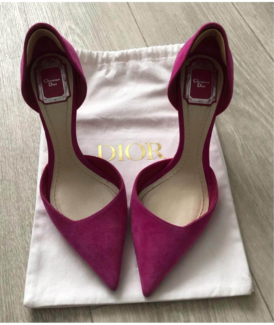 CHRISTIAN DIOR Фуксия замшевые туфли, фото 2