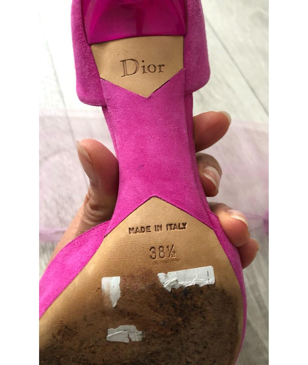 CHRISTIAN DIOR Фуксия замшевые туфли, фото 4