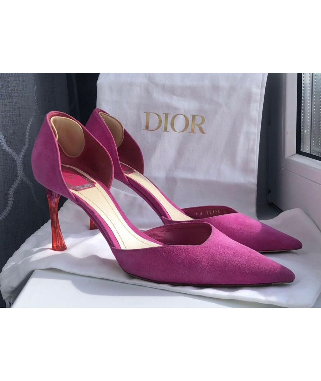 CHRISTIAN DIOR Фуксия замшевые туфли, фото 8