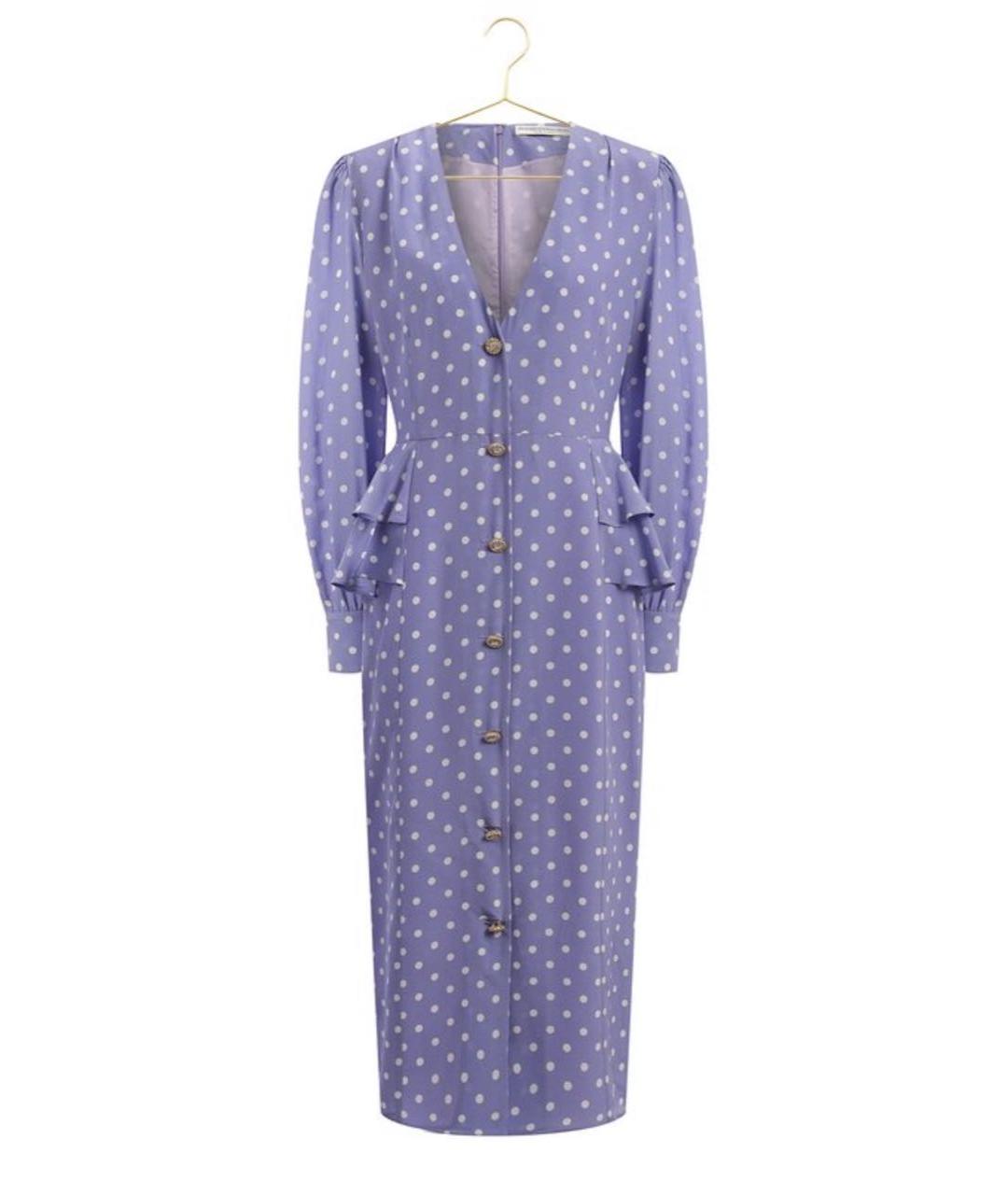 ALESSANDRA RICH Фиолетовое шелковое повседневное платье, фото 1