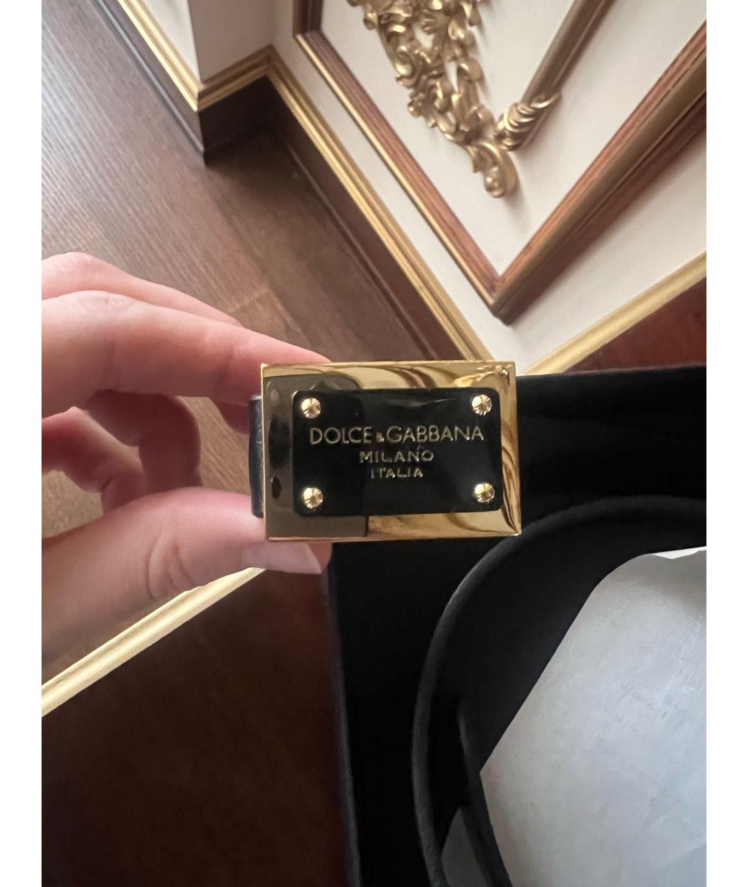 DOLCE&GABBANA Черный кожаный ремень, фото 4