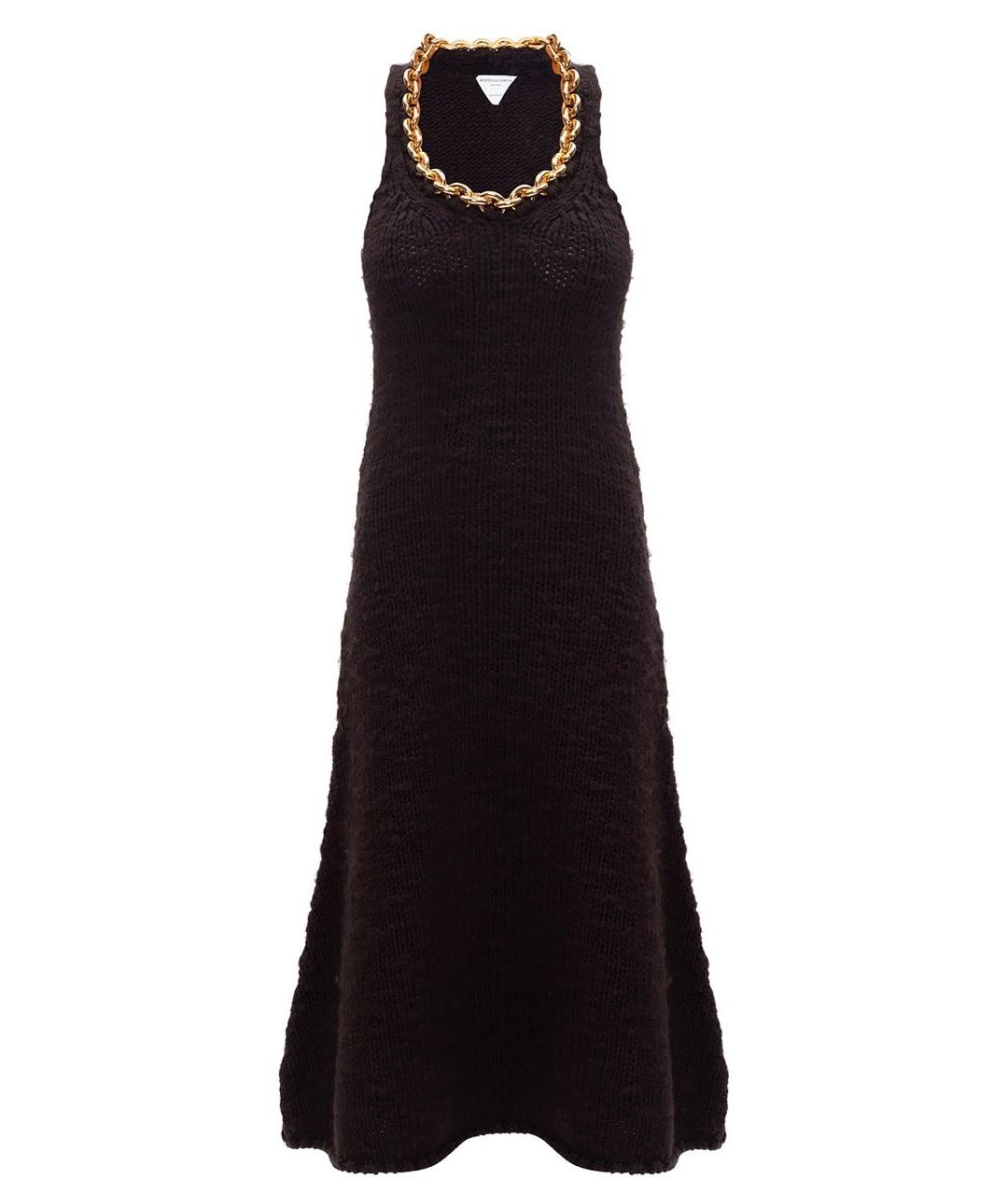 BOTTEGA VENETA Коричневое шерстяное повседневное платье, фото 1