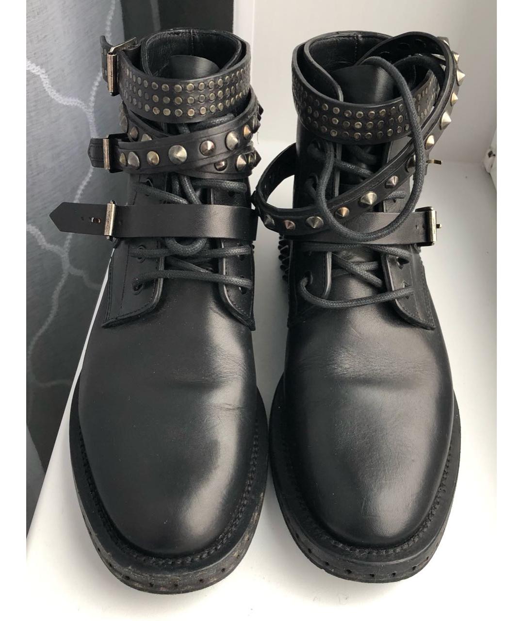 SAINT LAURENT Черные кожаные ботинки, фото 2