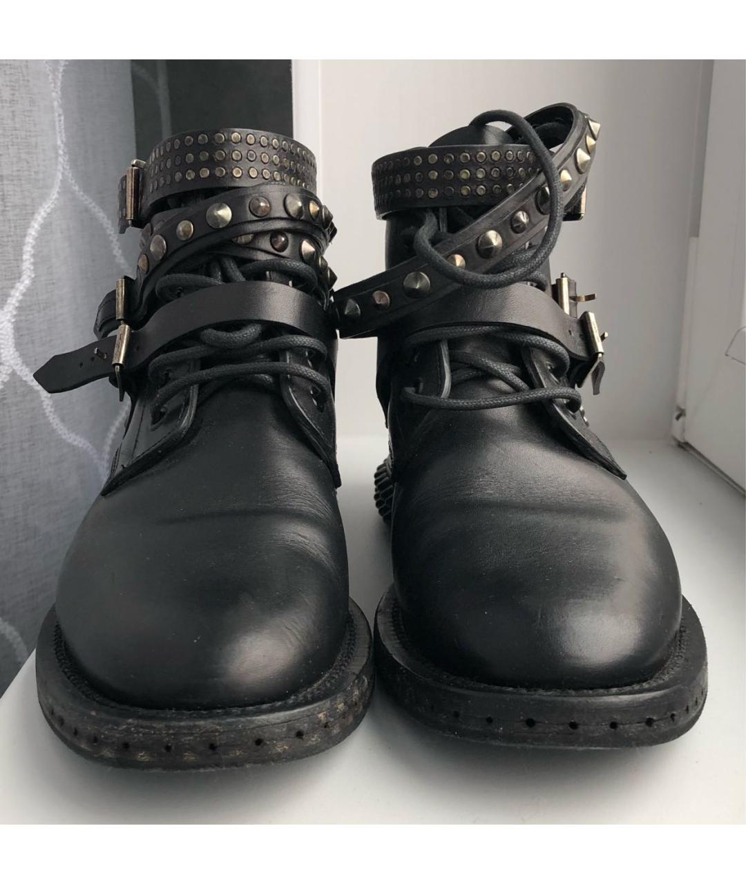 SAINT LAURENT Черные кожаные ботинки, фото 4
