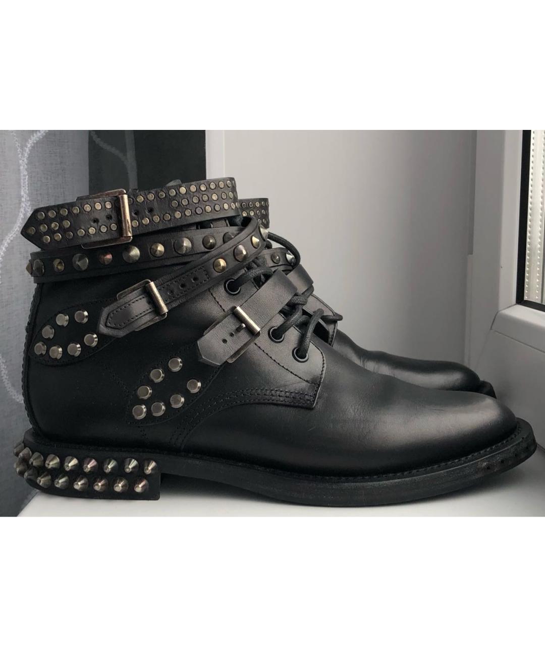 SAINT LAURENT Черные кожаные ботинки, фото 3