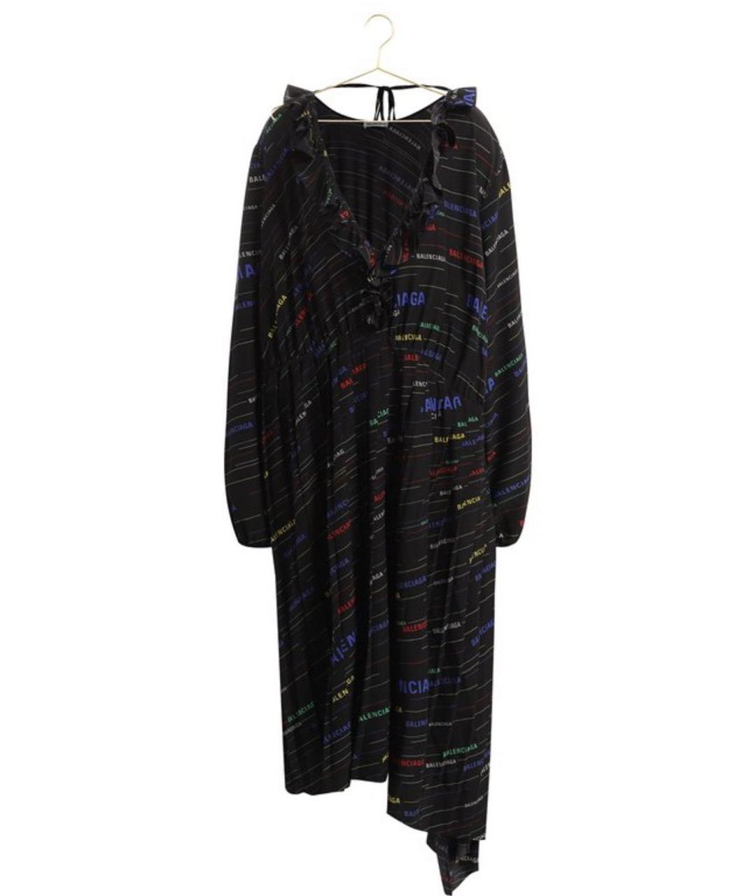 BALENCIAGA Черное шелковое платье, фото 1