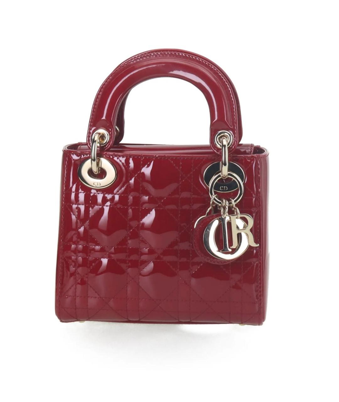 CHRISTIAN DIOR Красная сумка с короткими ручками из лакированной кожи, фото 9