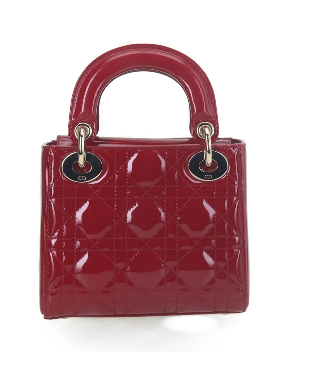 CHRISTIAN DIOR Красная сумка с короткими ручками из лакированной кожи, фото 3