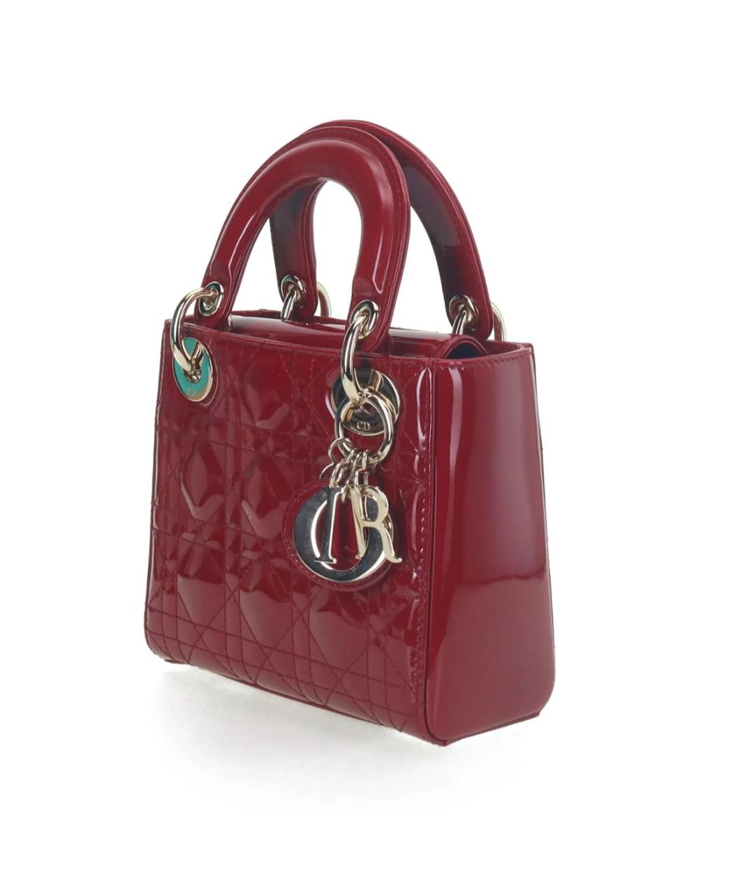 CHRISTIAN DIOR Красная сумка с короткими ручками из лакированной кожи, фото 2