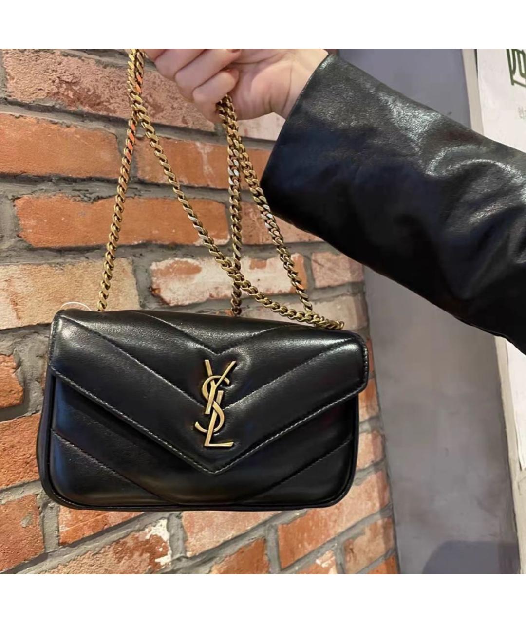 SAINT LAURENT Черная кожаная сумка через плечо, фото 2