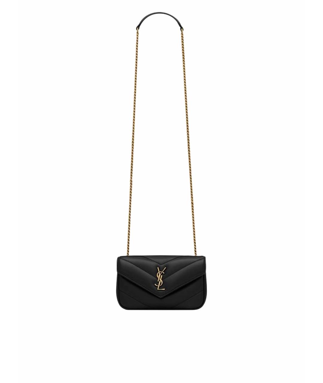 SAINT LAURENT Черная кожаная сумка через плечо, фото 1