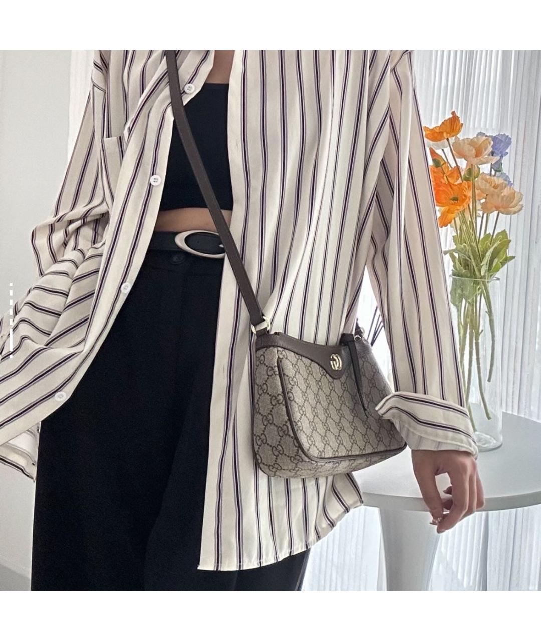 GUCCI Бежевая тканевая сумка с короткими ручками, фото 5