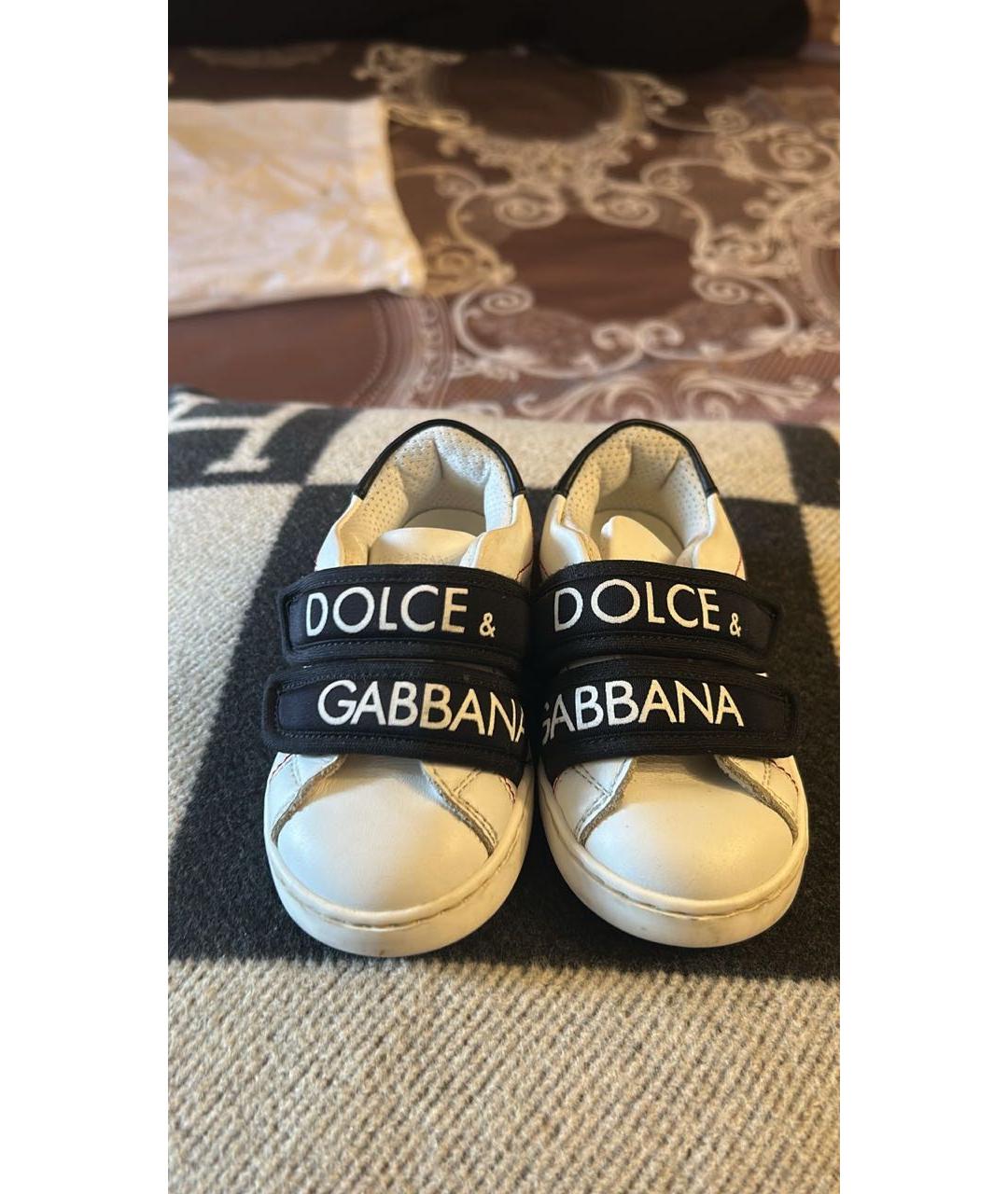 DOLCE&GABBANA Белые кожаные кеды, фото 3