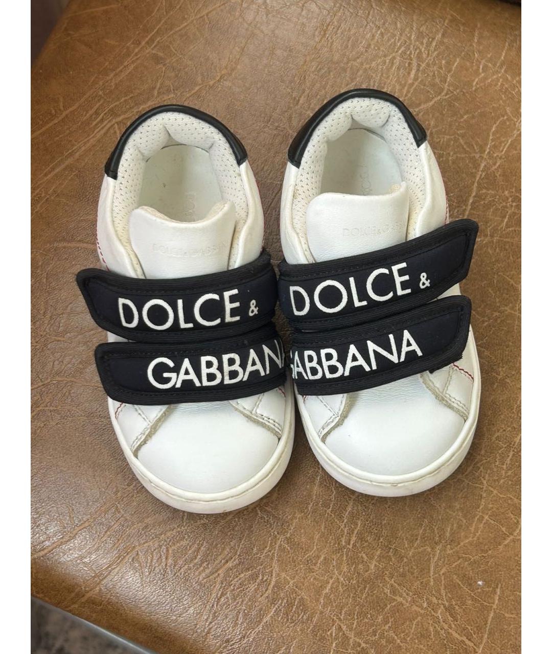 DOLCE&GABBANA Белые кожаные кеды, фото 2