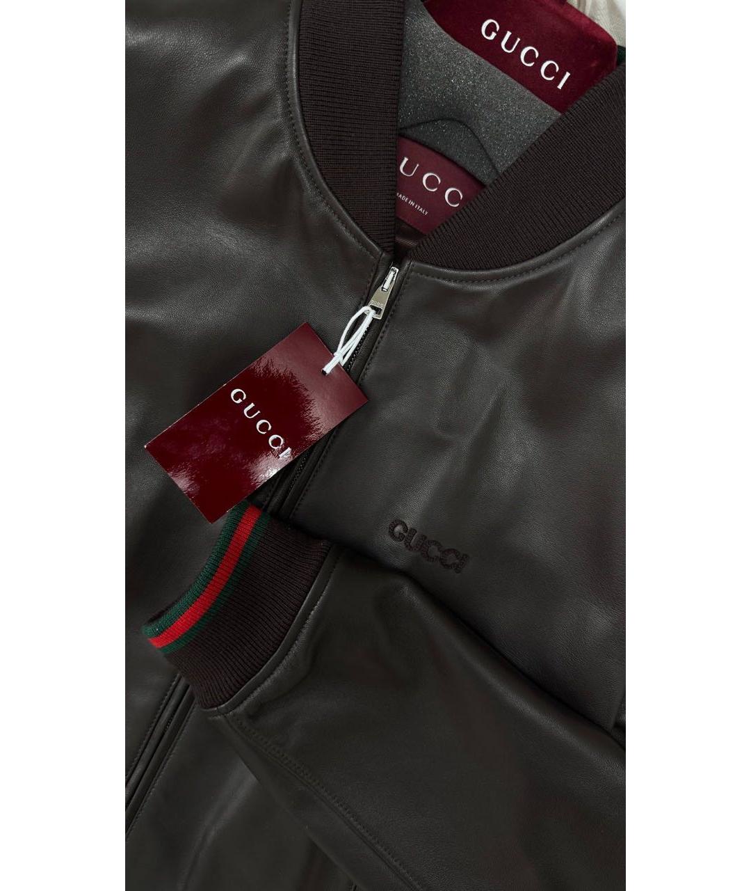 GUCCI Коричневая кожаная куртка, фото 3