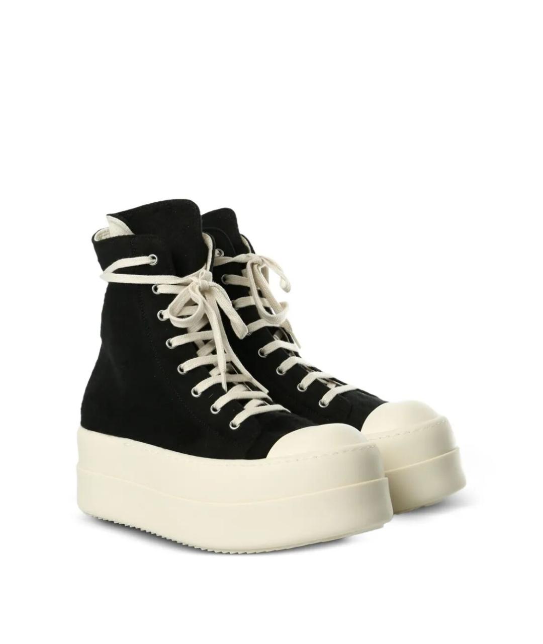 RICK OWENS DRKSHDW Черные текстильные высокие кроссовки / кеды, фото 3