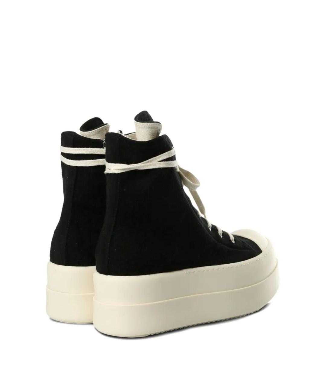 RICK OWENS DRKSHDW Черные текстильные высокие кроссовки / кеды, фото 2
