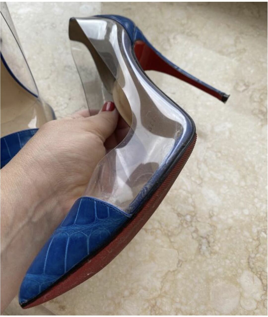 CHRISTIAN LOUBOUTIN Синие туфли из экзотической кожи, фото 6