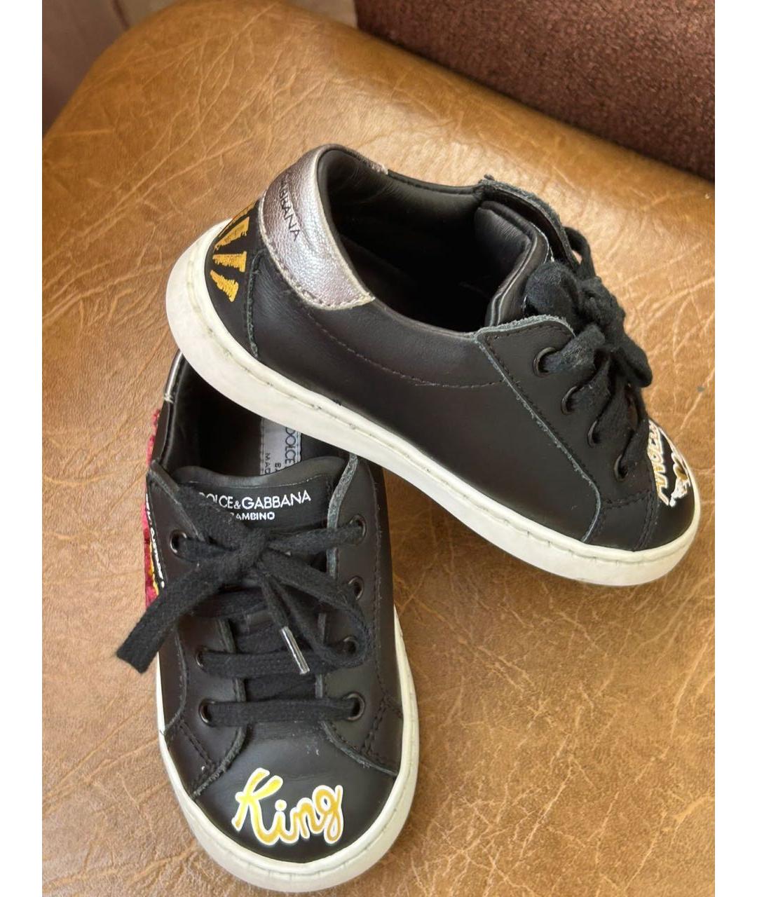 DOLCE & GABBANA KIDS Черные кожаные кеды, фото 5