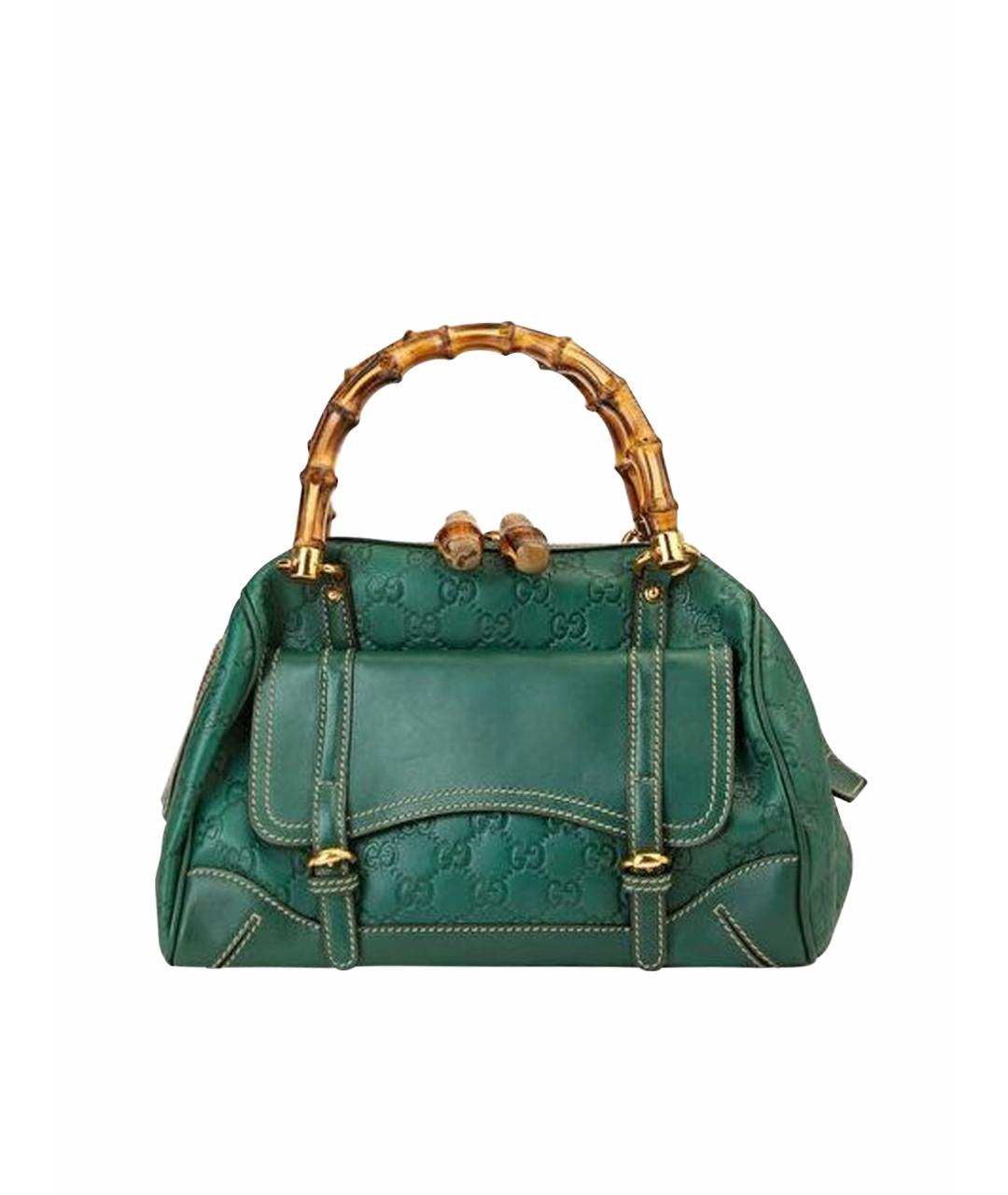 GUCCI Зеленая кожаная сумка с короткими ручками, фото 1