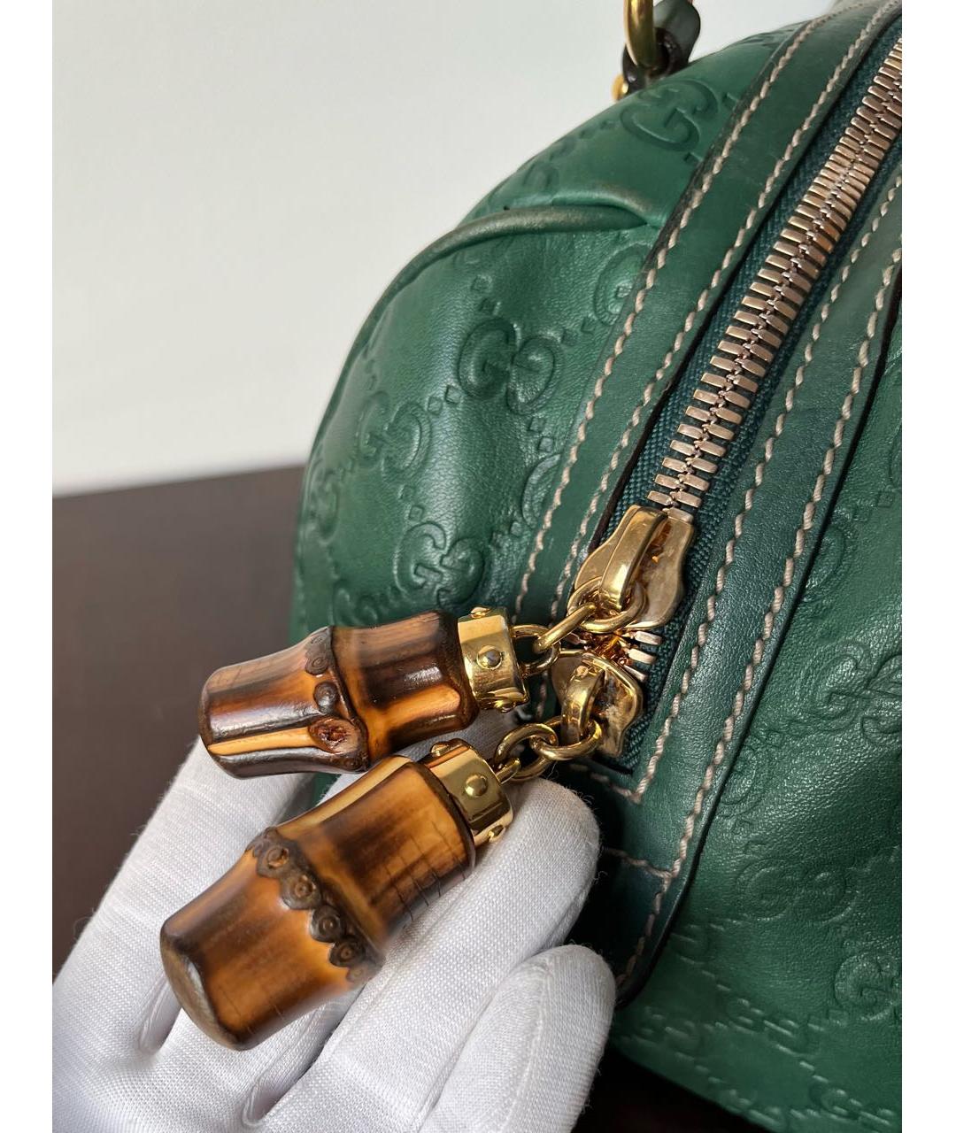 GUCCI Зеленая кожаная сумка с короткими ручками, фото 4