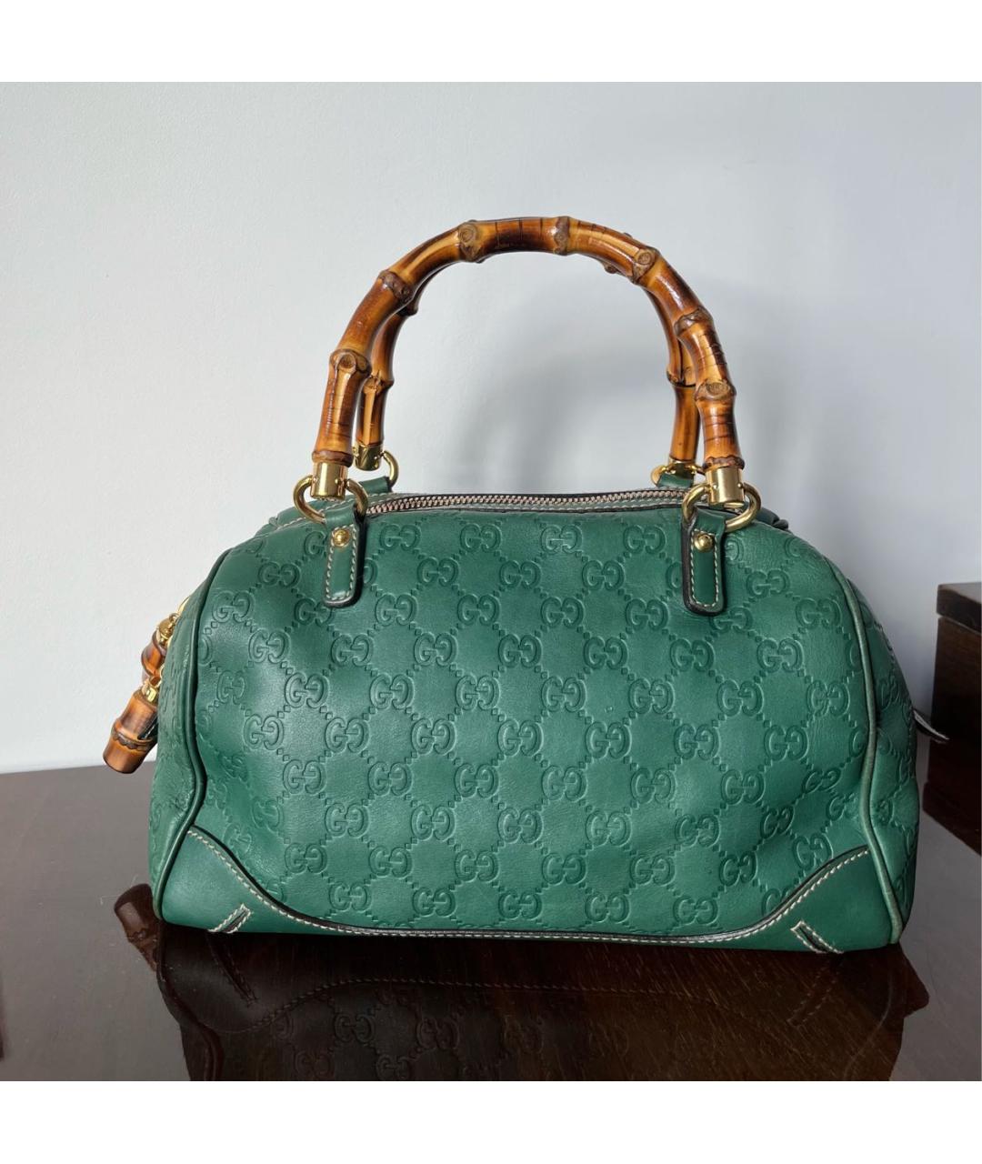 GUCCI Зеленая кожаная сумка с короткими ручками, фото 3