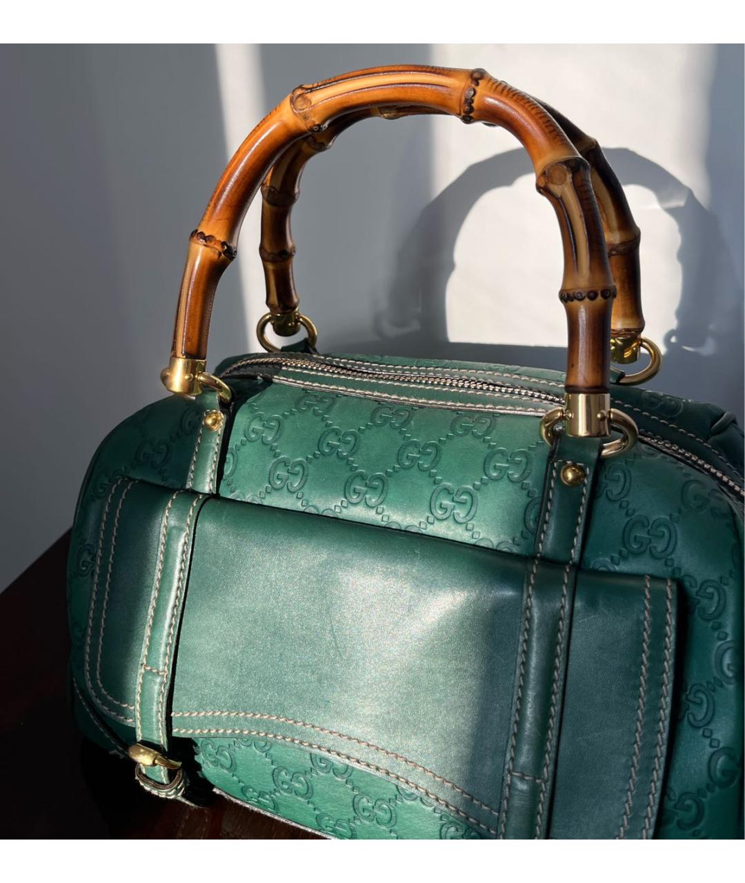 GUCCI Зеленая кожаная сумка с короткими ручками, фото 7