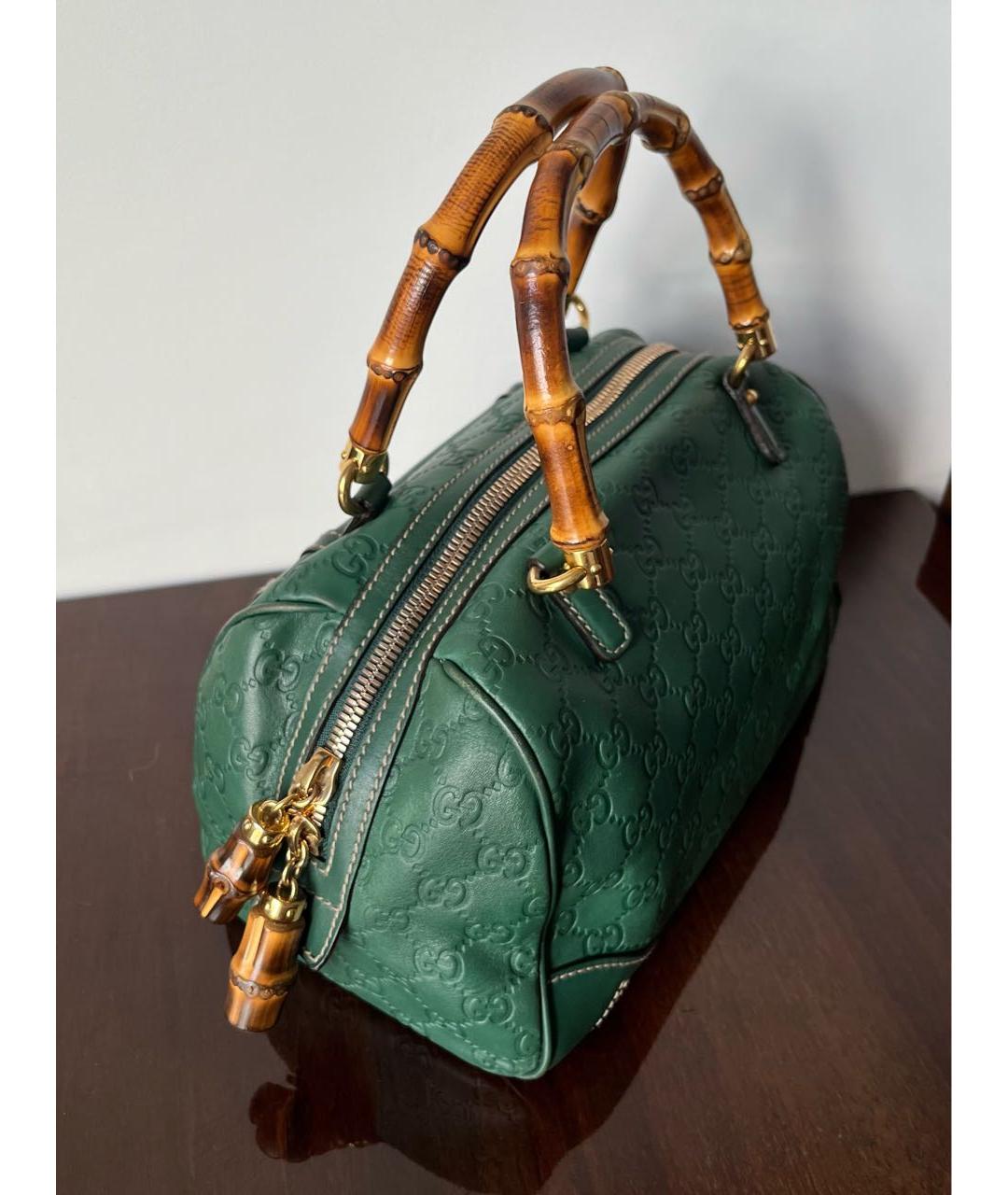 GUCCI Зеленая кожаная сумка с короткими ручками, фото 5