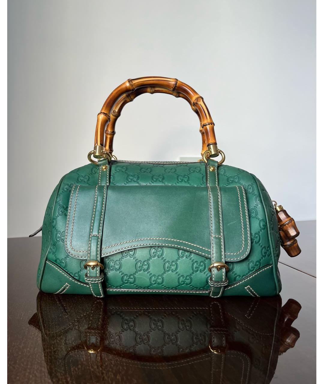 GUCCI Зеленая кожаная сумка с короткими ручками, фото 2