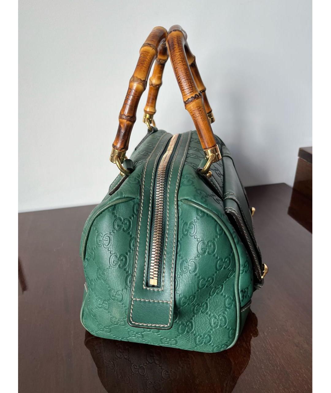 GUCCI Зеленая кожаная сумка с короткими ручками, фото 8