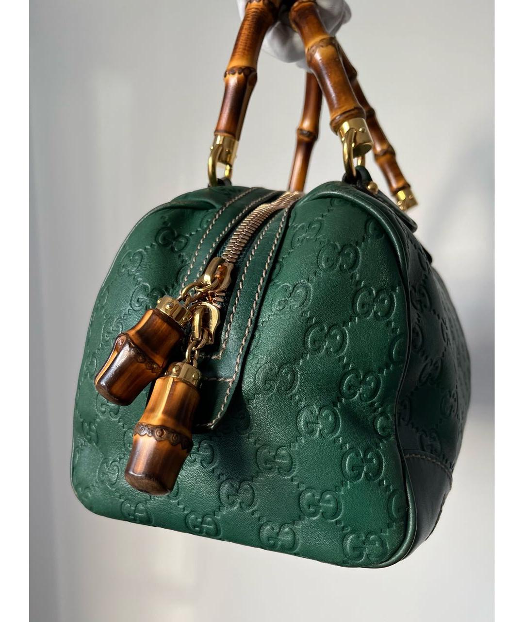 GUCCI Зеленая кожаная сумка с короткими ручками, фото 6