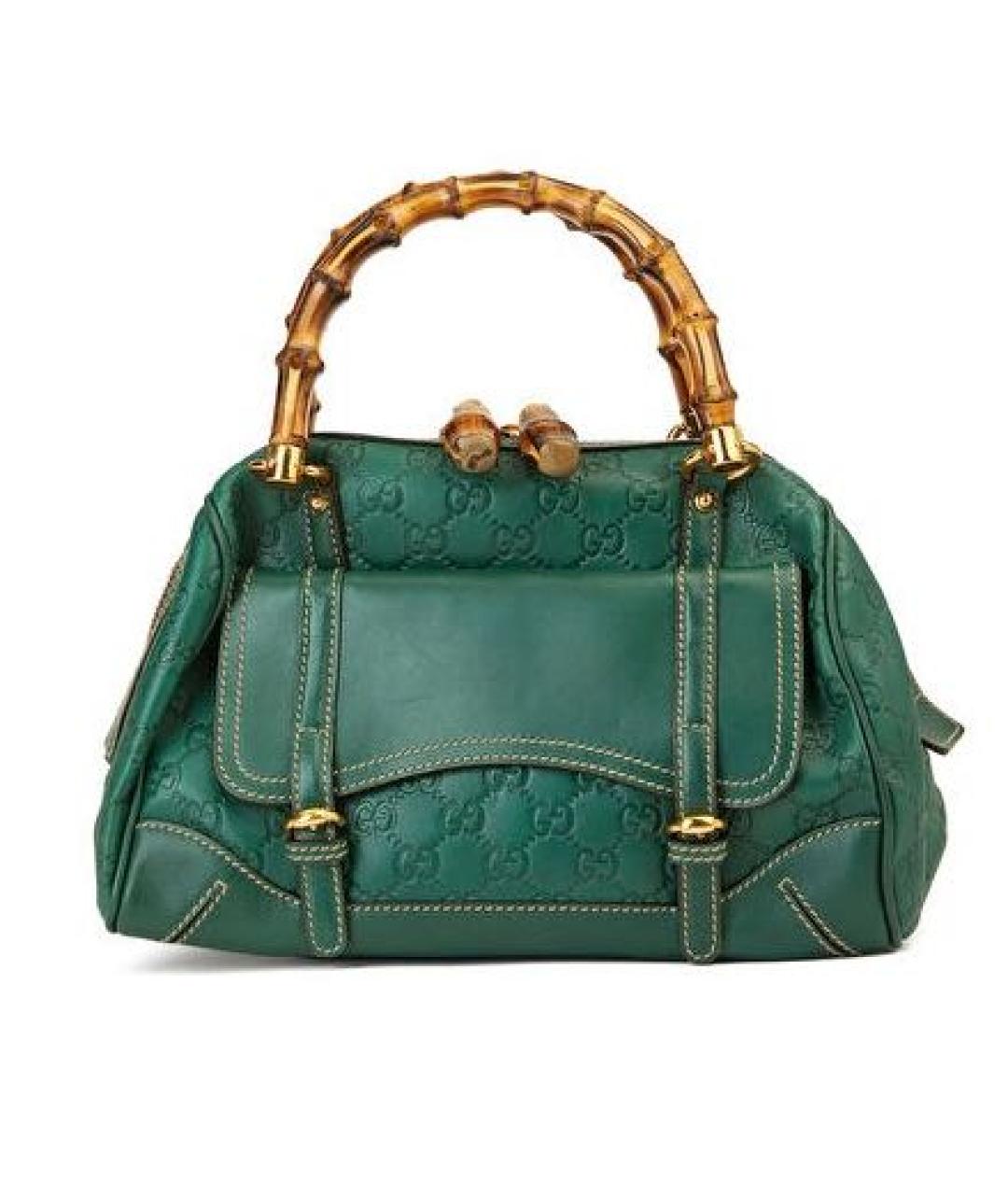 GUCCI Зеленая кожаная сумка с короткими ручками, фото 9