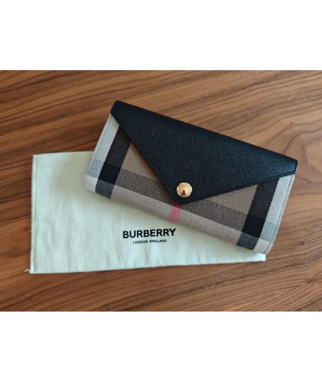 BURBERRY Черный кожаный кошелек, фото 2