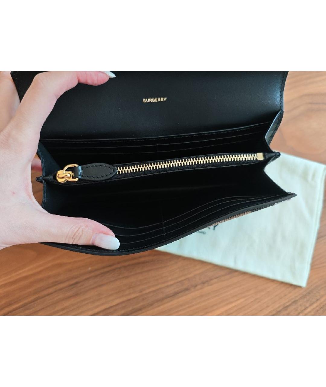 BURBERRY Черный кожаный кошелек, фото 4