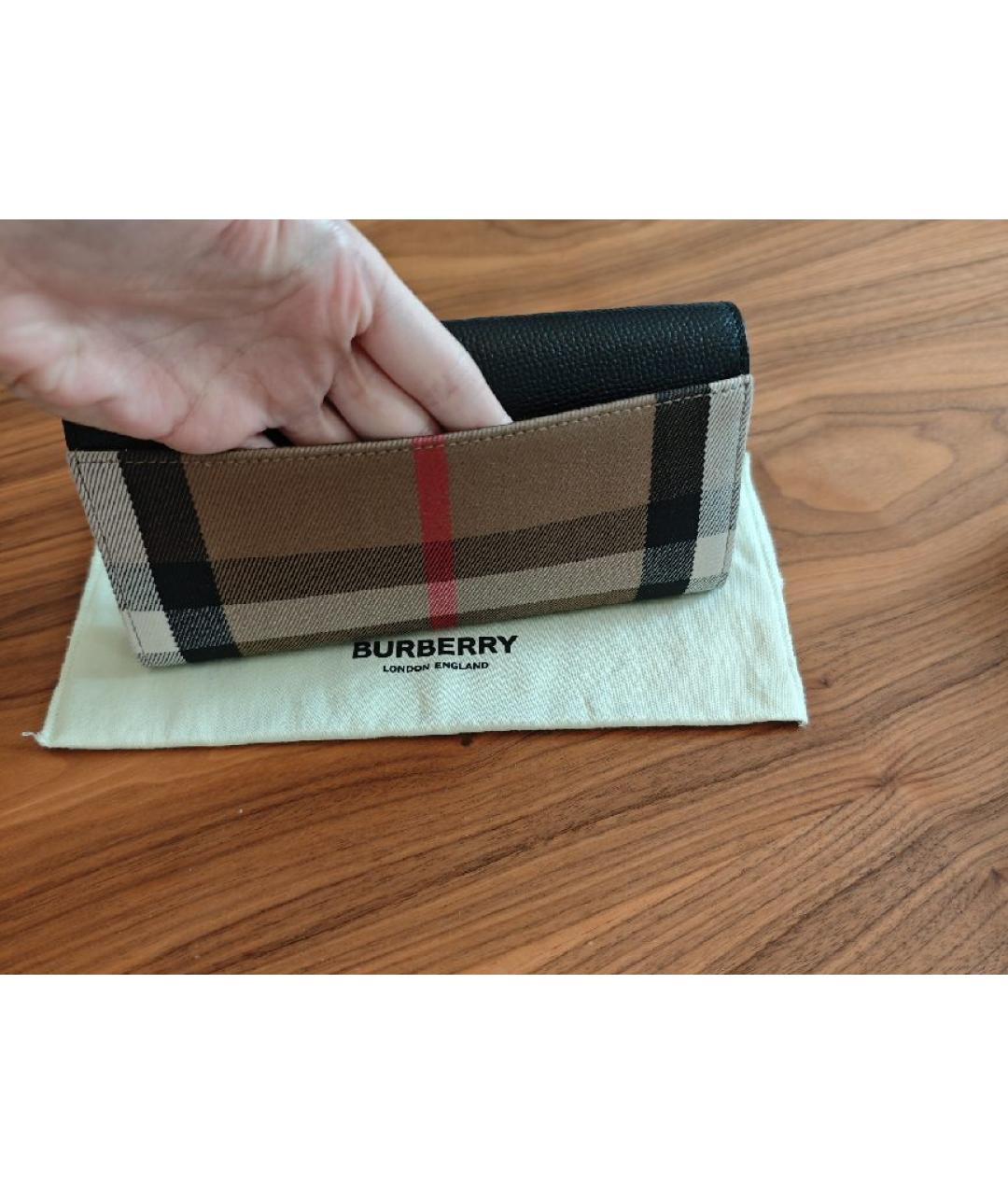 BURBERRY Черный кожаный кошелек, фото 8