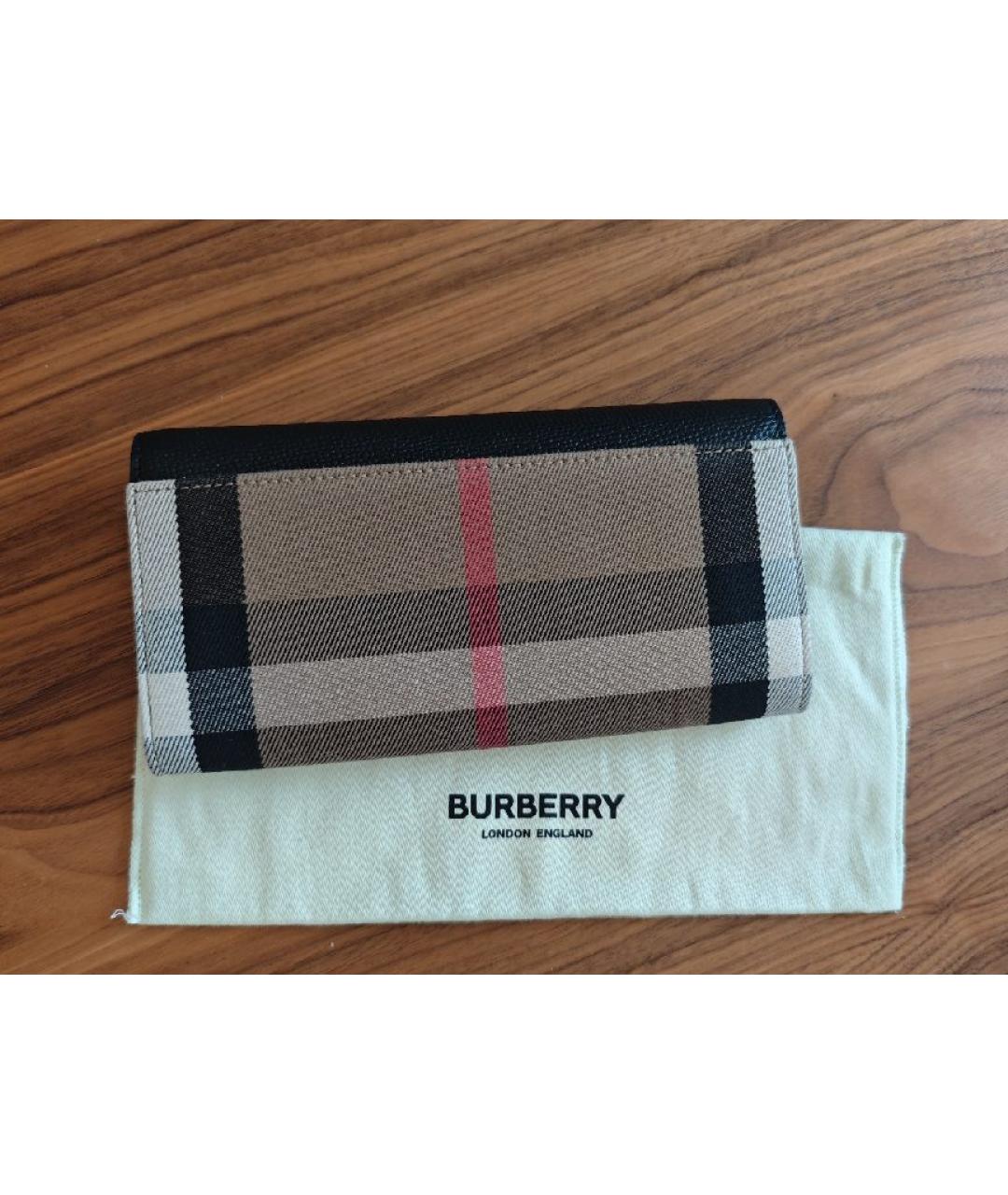 BURBERRY Черный кожаный кошелек, фото 3